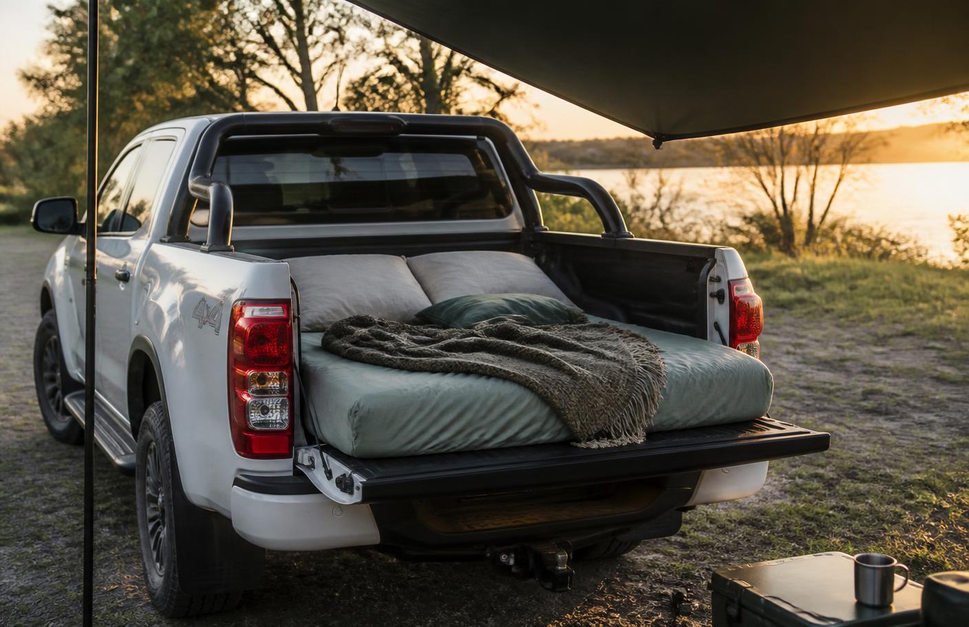Custom foam mattress fitted in a double cab bakkie load bin